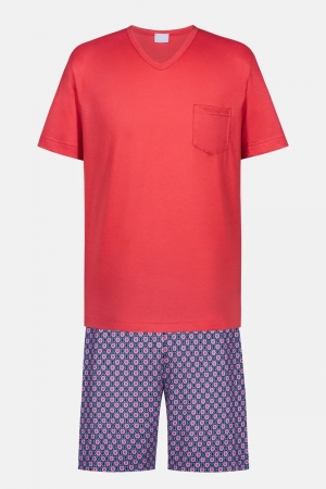 Herenpyjama Red Geo CHERRY TOMATO