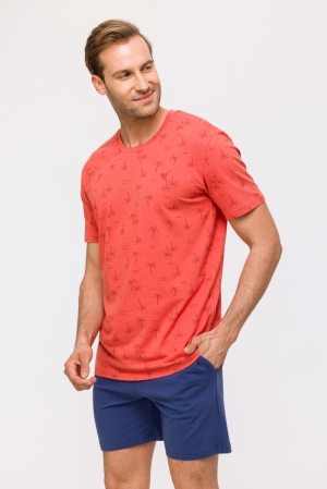 Herenpyjama palmbomenprint ROOD
