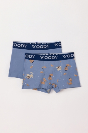 Woody jongens short, duo pak BLAUW