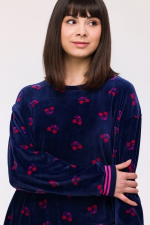 Meisjespyjama kersjes DONKERBLAUW