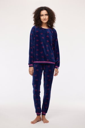 Pyjama kersjesprint DONKERBLAUW
