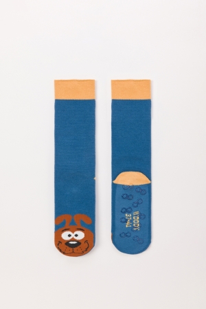 Warme kousen met anti-slip BLAUW