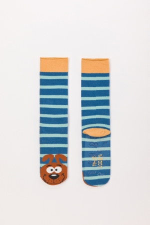 Warme kousen met anti-slip BLAUW