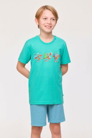 Jongenspyjama heremietkreeft TURQUOISE
