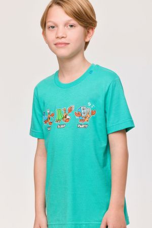Jongenspyjama heremietkreeft TURQUOISE