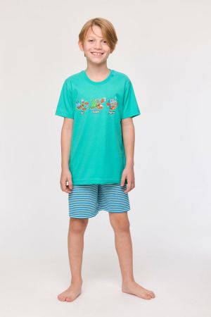 Jongenspyjama heremietkreeft TURQUOISE