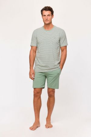 Herenpyjama, gestreept KAKI
