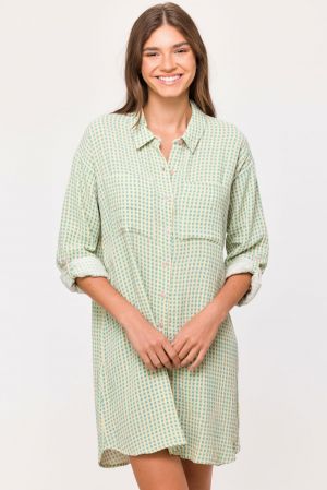 Shirtdress geruit GROEN