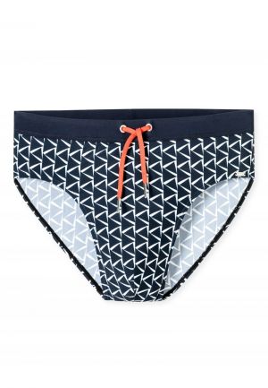 Zwemslip met grafisch patroon NACHTBLAUW