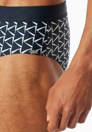 Zwemslip met grafisch patroon NACHTBLAUW