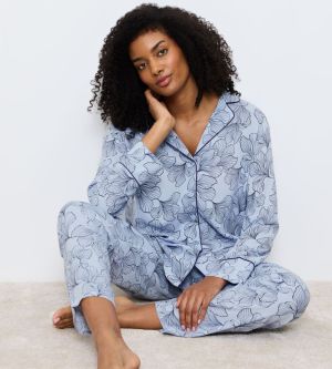 Boyfriend pyjama lang BLAUW