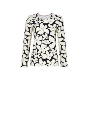 Pyjamashirt gebloemd NACHTBLAUW