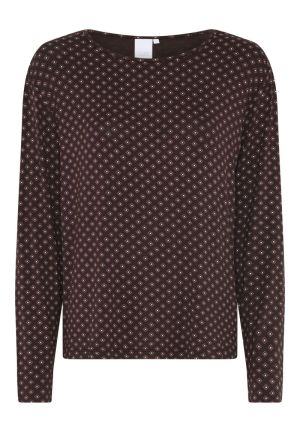 Pyjamashirt Nisha lange mouw SEAL BROWN