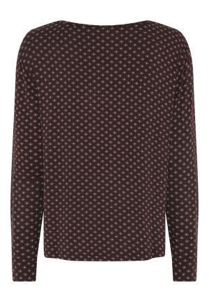 Pyjamashirt Nisha lange mouw SEAL BROWN