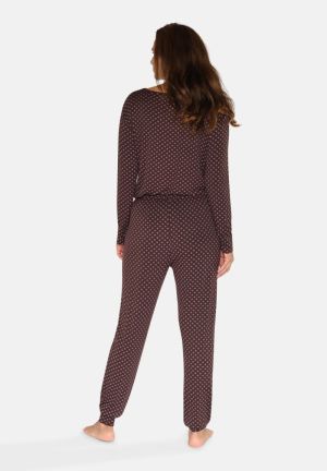 Pyjamabroek Johanne lang SEAL BROWN