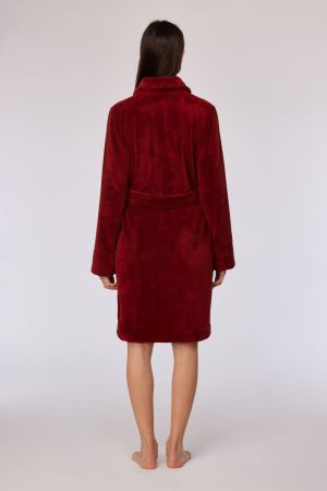 Dames kamerjas fleece DONKERROOD