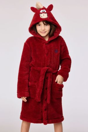 Unisex kamerjas fleece DONKERROOD