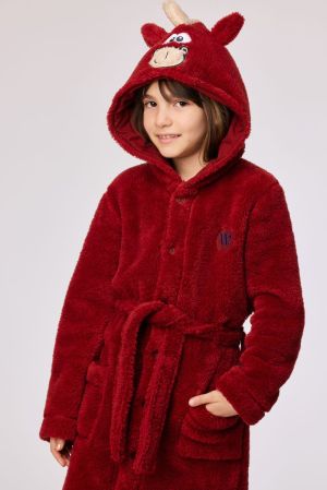 Unisex kamerjas fleece DONKERROOD