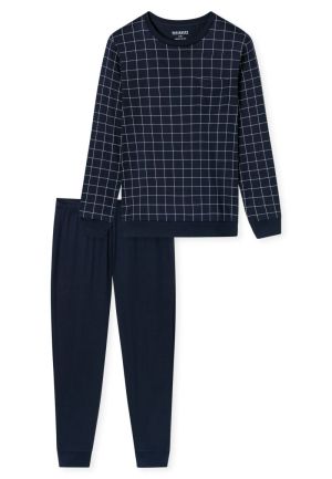 Lange pyjama fine interlock NACHTBLAUW