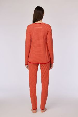 Damespyjama Nighttime Hero ROOD-ORANJE