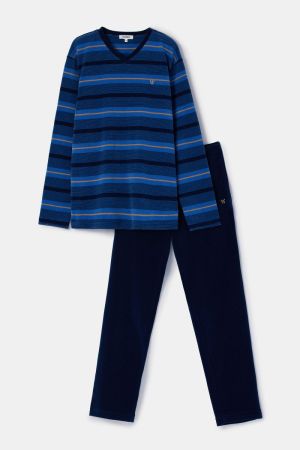 Herenpyjama blauwe streep BLAUW