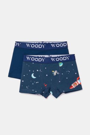 Woody jongens short, duo pak NAVY BLUE