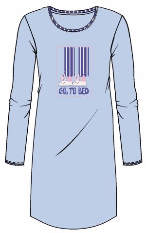Sleepshirt met print Go to bed BLAUW