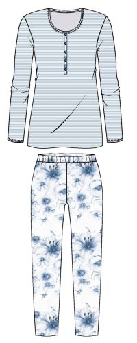 Pyjama gebloemde broek BLAUW