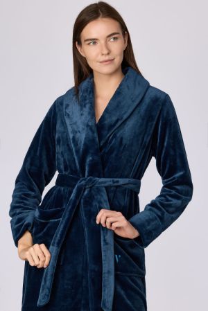 Dames kamerjas fleece DONKERBLAUW