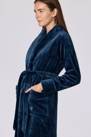 Dames kamerjas fleece DONKERBLAUW
