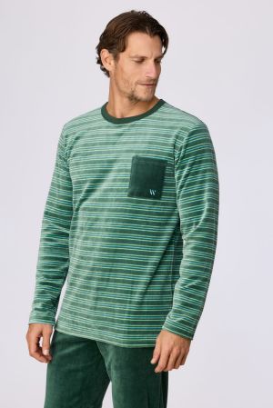 Pyjama groene streep GROEN