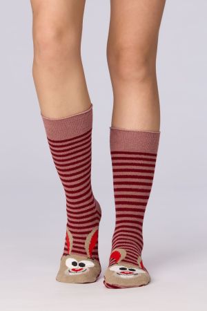 Warme kousen met anti-slip BORDEAUX