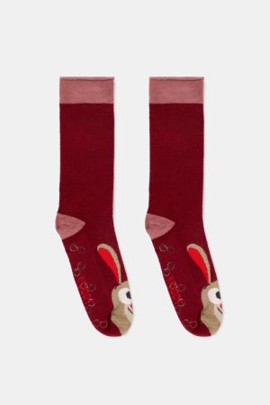 Warme kousen met anti-slip BORDEAUX