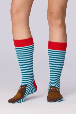 Warme kousen met anti-slip BLAUW