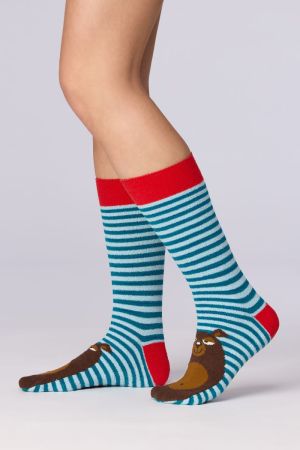Warme kousen met anti-slip BLAUW