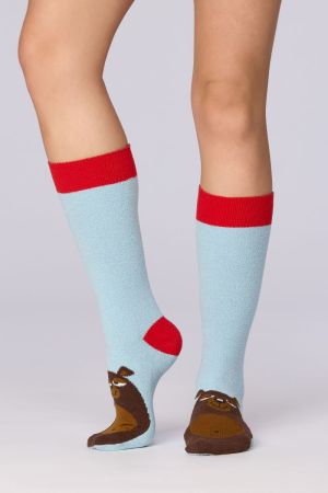 Warme kousen met anti-slip BLAUW