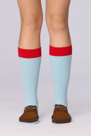 Warme kousen met anti-slip BLAUW