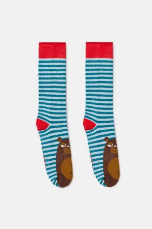 Warme kousen met anti-slip BLAUW