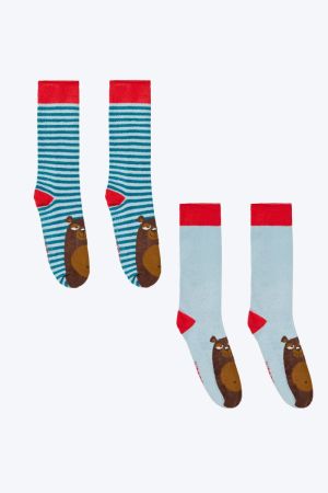 Warme kousen met anti-slip BLAUW